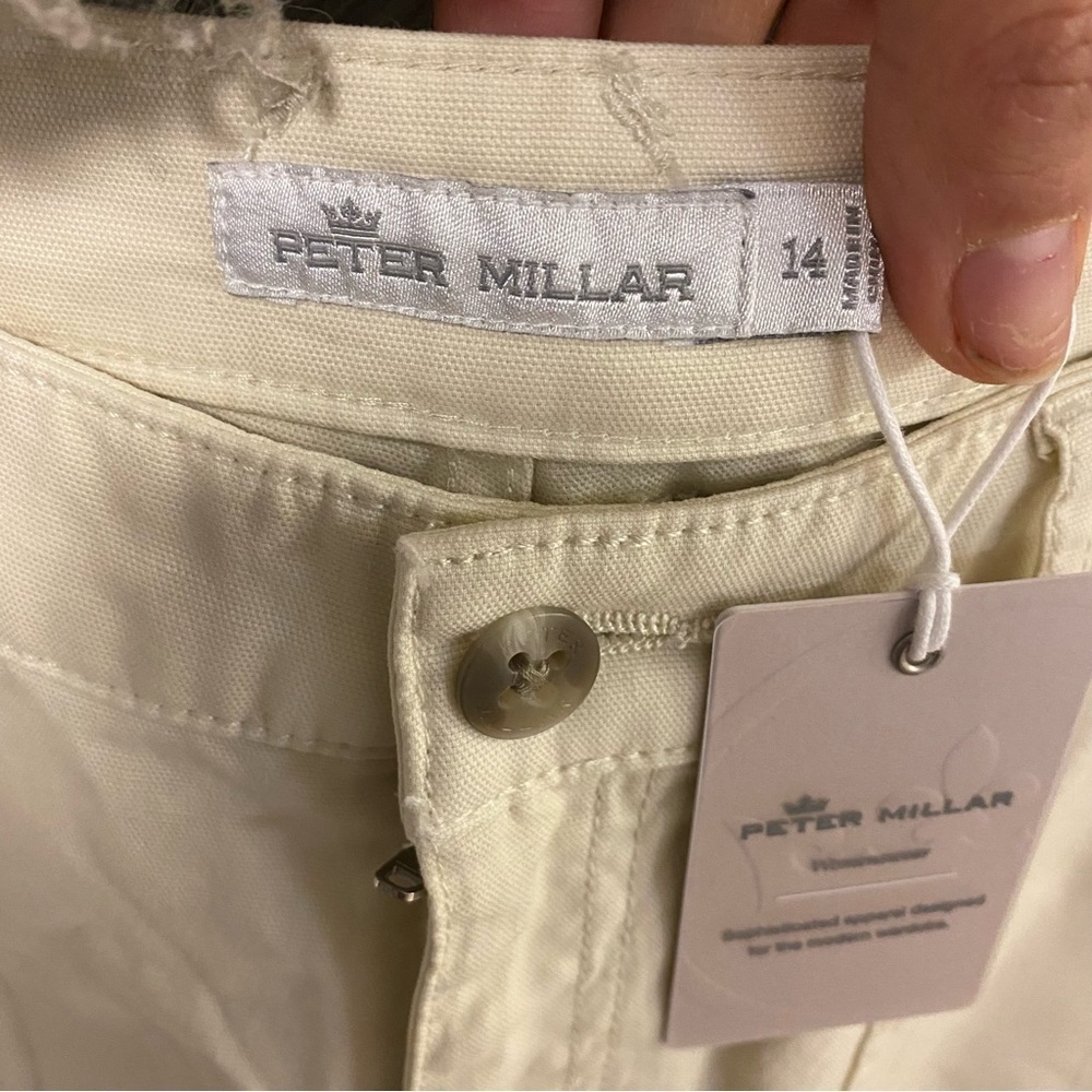 Peter Millar | Lightweight Canvas Weekender Utility Pocket Ankle Pants Ivory 14 - Picture 3 of 7